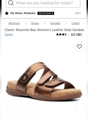STUNNING CLARKS ROSEVILLE Leather Slide Sandals